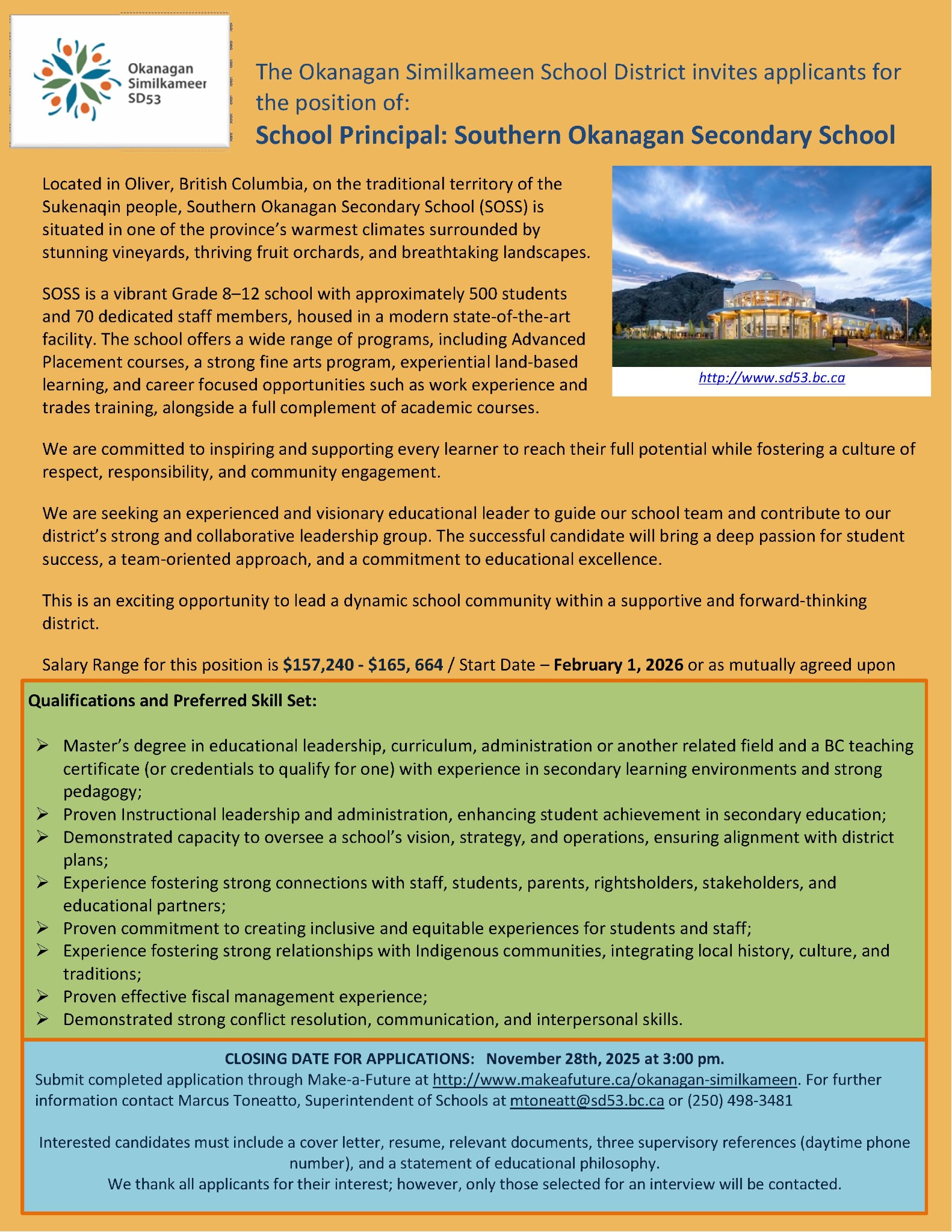 Principal of SOSS Posting November 2025 